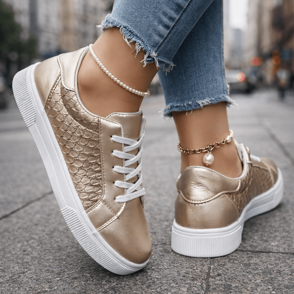 Women's Metallic Finish Casual Trainers Corvine