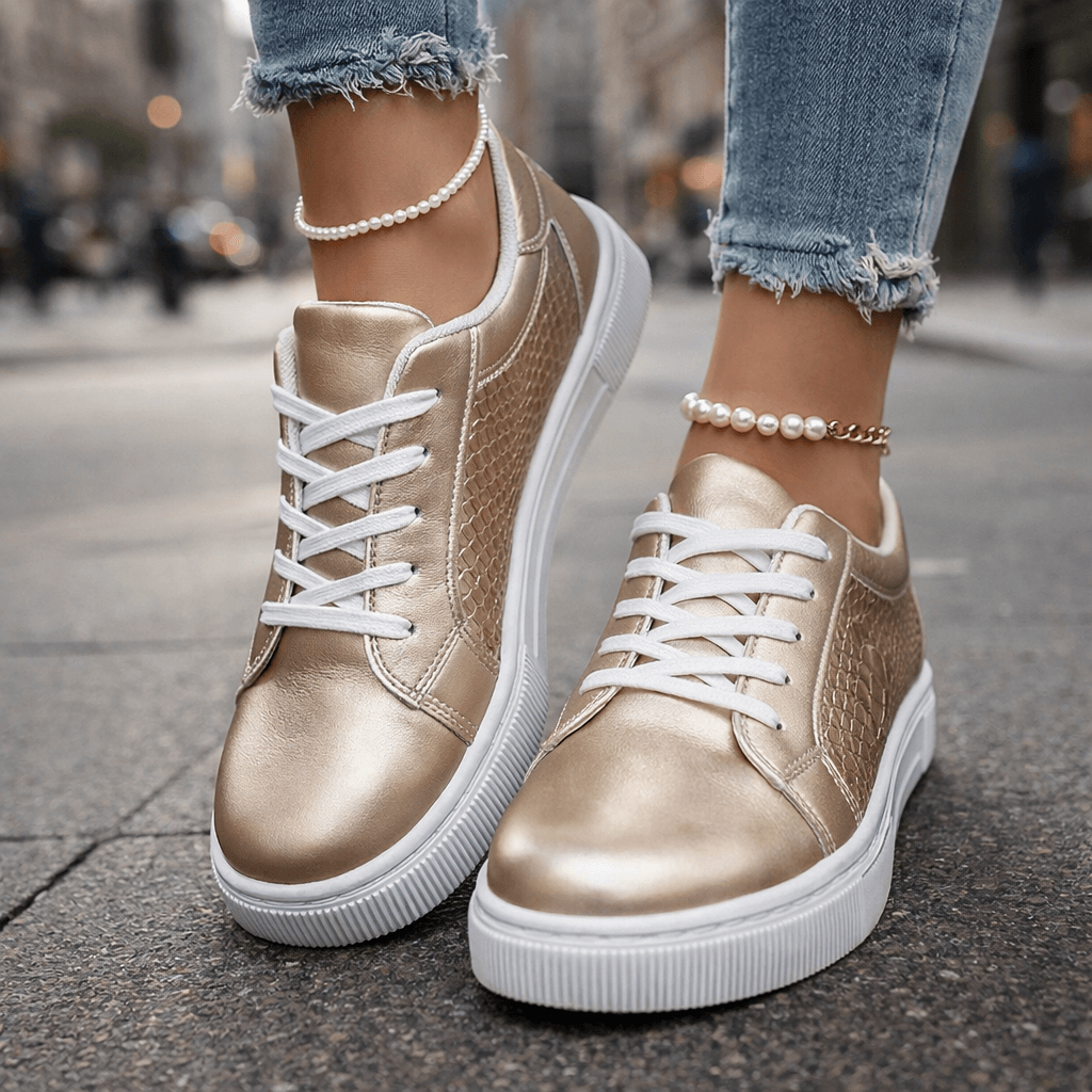 Women's Metallic Finish Casual Trainers Corvine