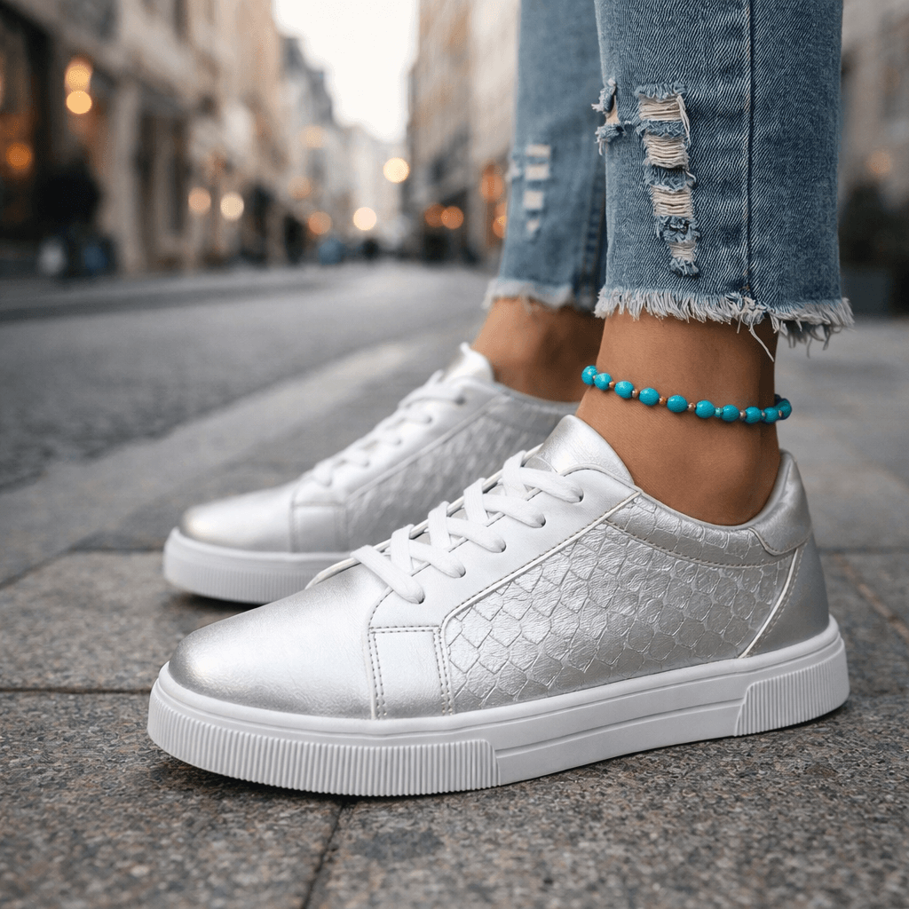 Women's Metallic Finish Casual Trainers Corvine
