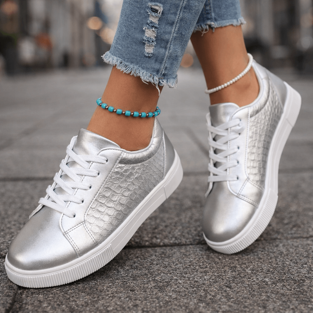 Women's Metallic Finish Casual Trainers Corvine