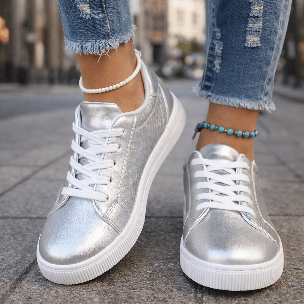 Women's Metallic Finish Casual Trainers Corvine