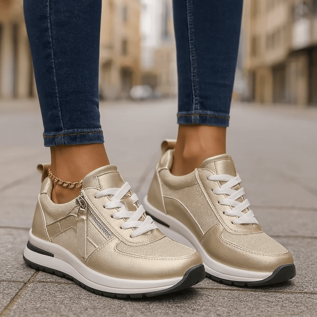 Women's Metallic Lace-Up Casual Trainers Corvine