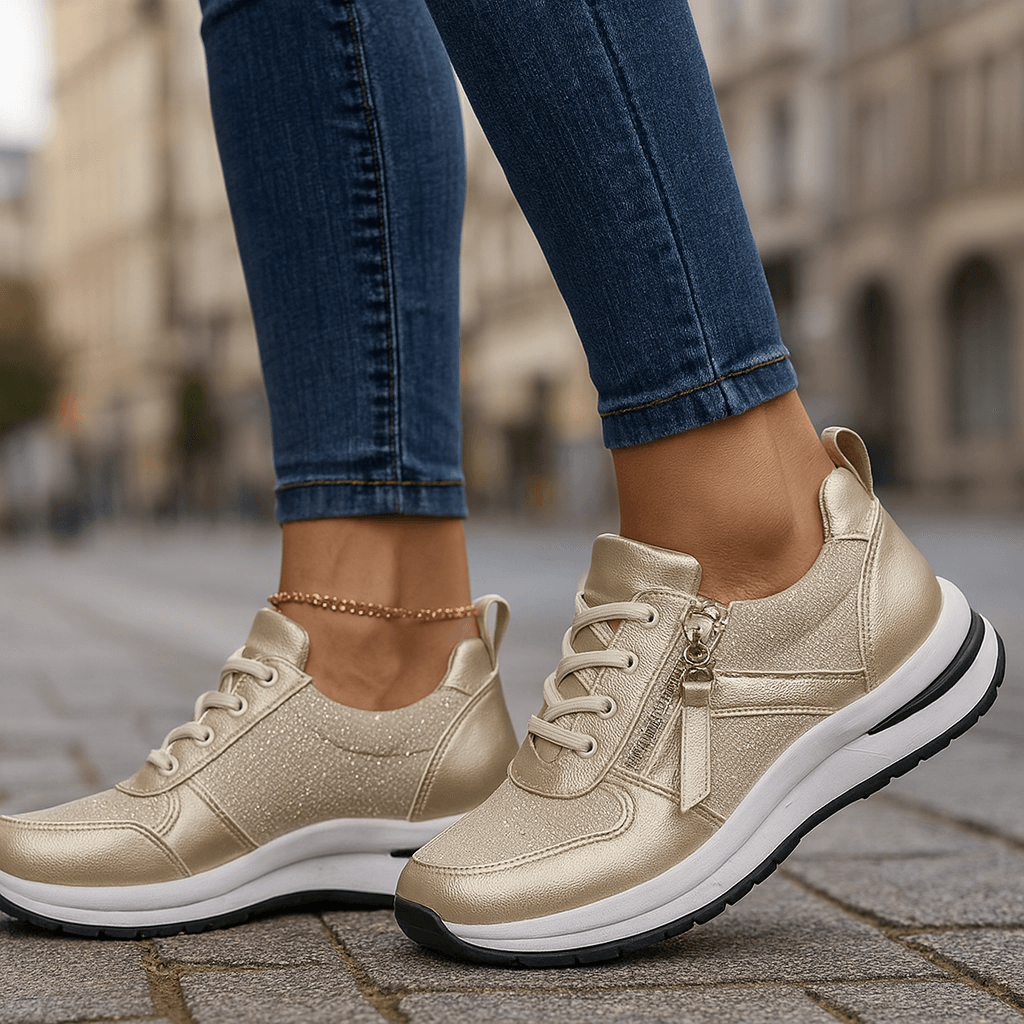 Women's Metallic Lace-Up Casual Trainers Corvine