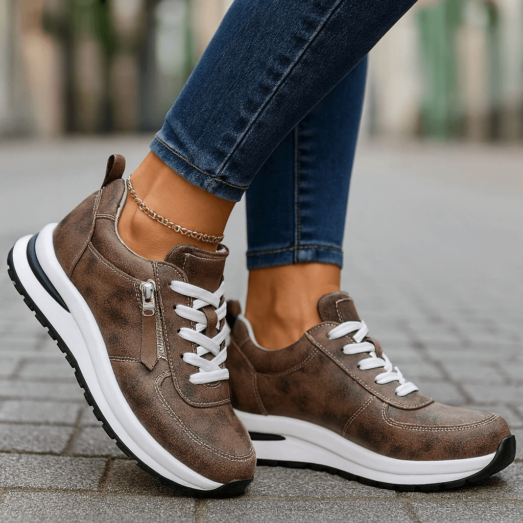 Women's Metallic Lace-Up Casual Trainers Corvine