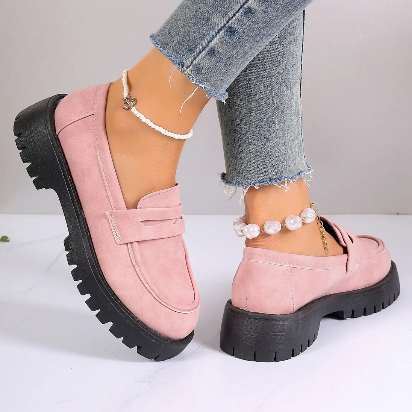 Women's Pastel Suede Chunky Platform Loafers Corvine
