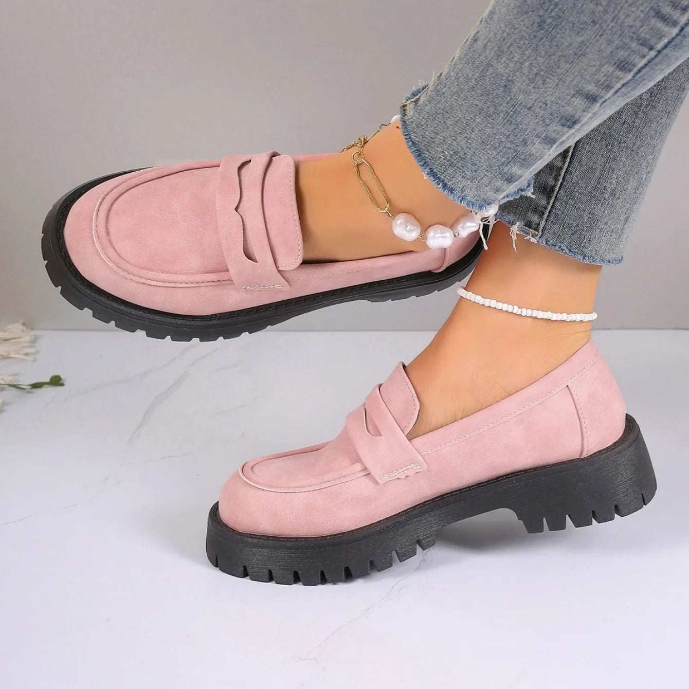 Women's Pastel Suede Chunky Platform Loafers Corvine