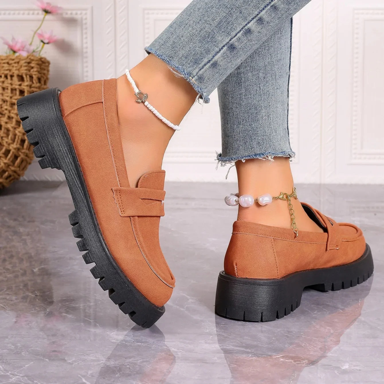 Women's Pastel Suede Chunky Platform Loafers Corvine