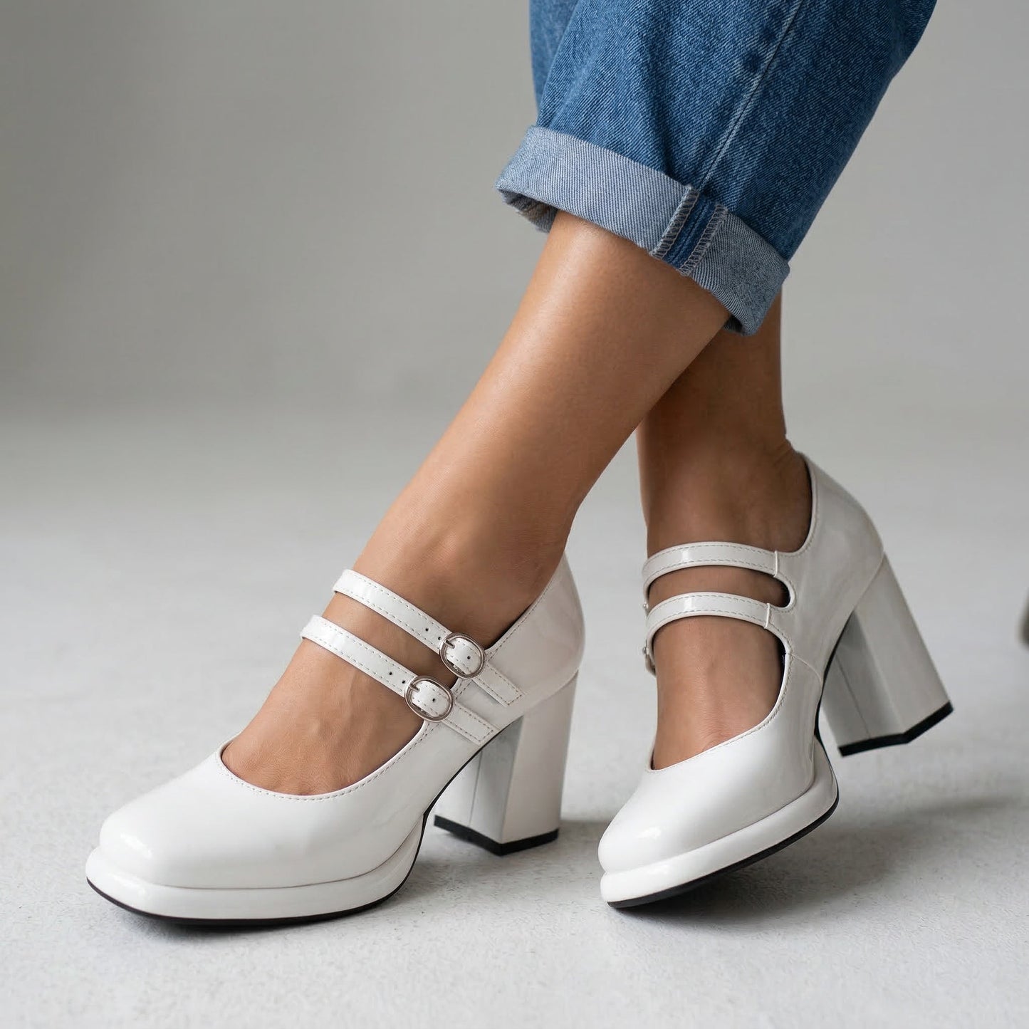 Women's Patent Leather Twin Strap Loafers Corvine