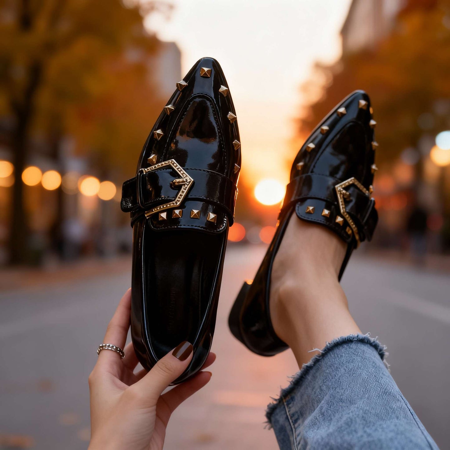 Women's Polished Vegan Leather Slip On Shoes Corvine
