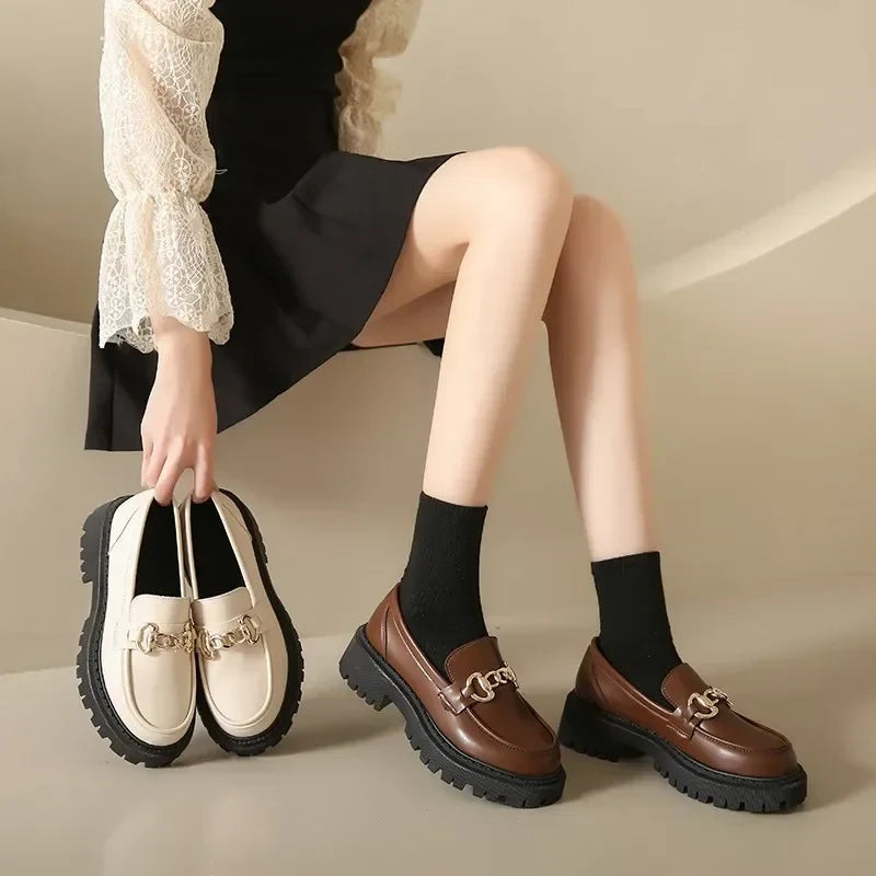 Women's Premium Leather Chunky Loafers Corvine