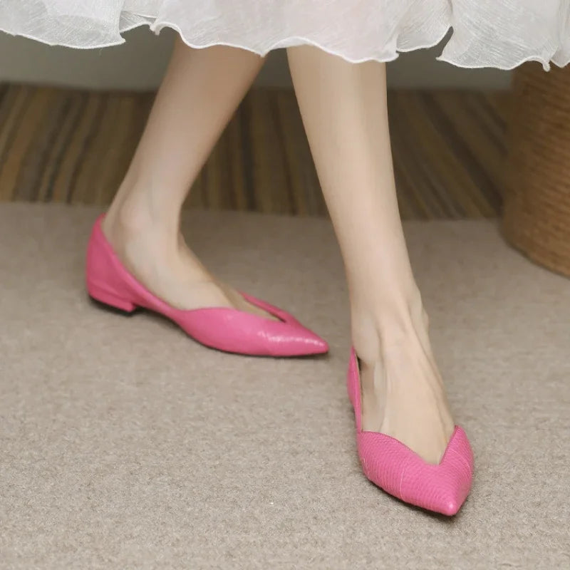 Women's Premium Leather Pointed Ballet Flats Corvine