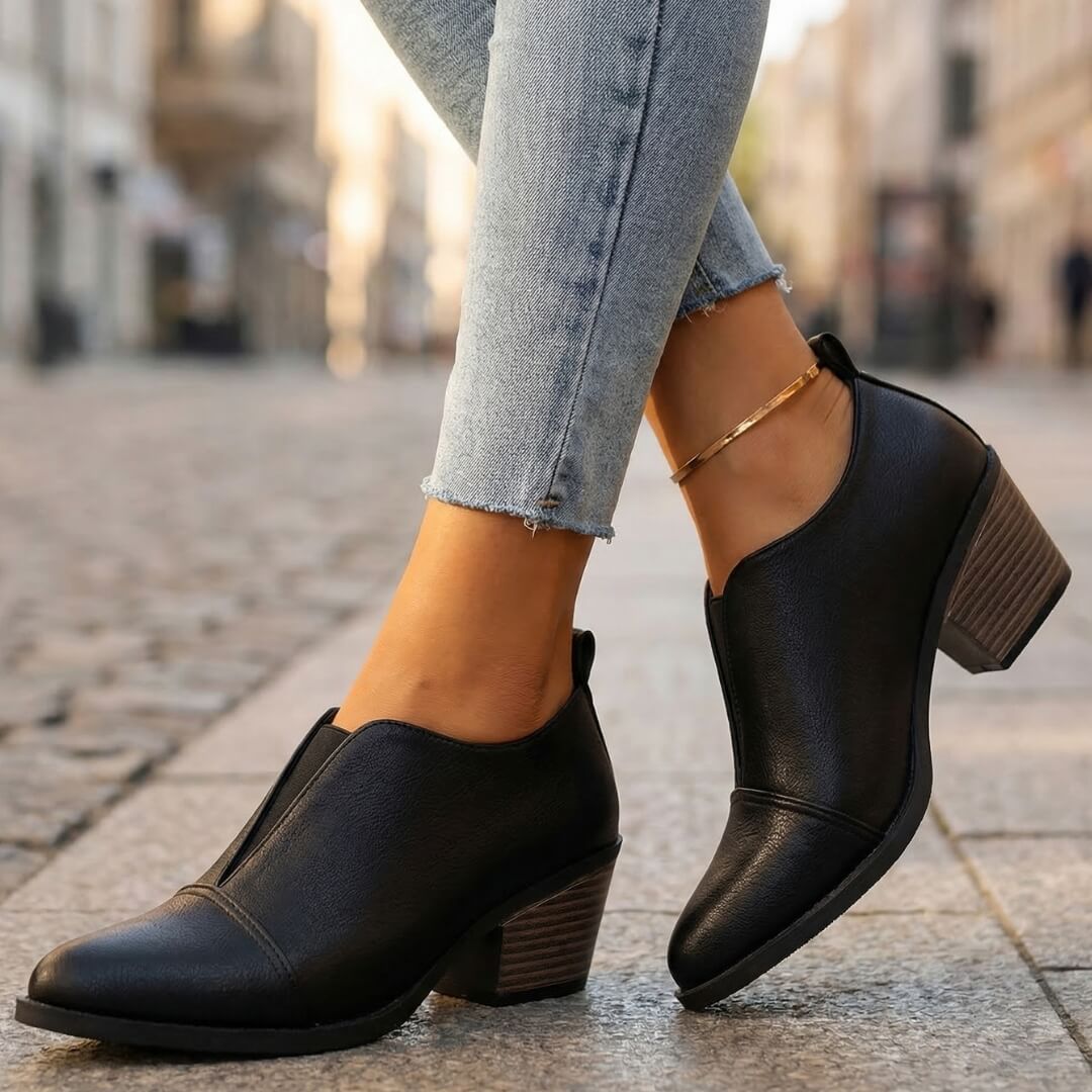 Women's Premium Leather Pointed Toe Heels Corvine