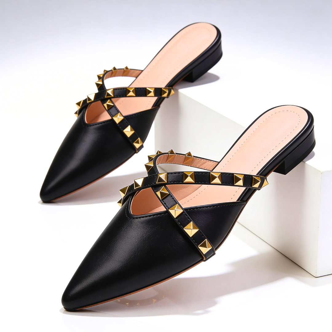 Women's Premium Leather Pointed Toe Mules Corvine