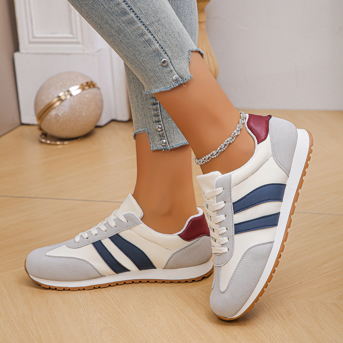 Women's Premium Leather Retro Trainers Corvine