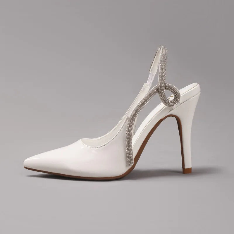 Women's Rhinestone Strap Pointed Toe Gold Heels Corvine
