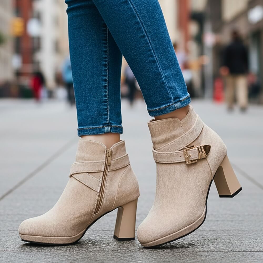 Women's Rich Suede Block Heel Platform Boots Corvine