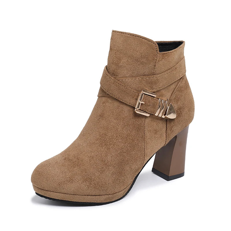 Women's Rich Suede Block Heel Platform Boots Corvine