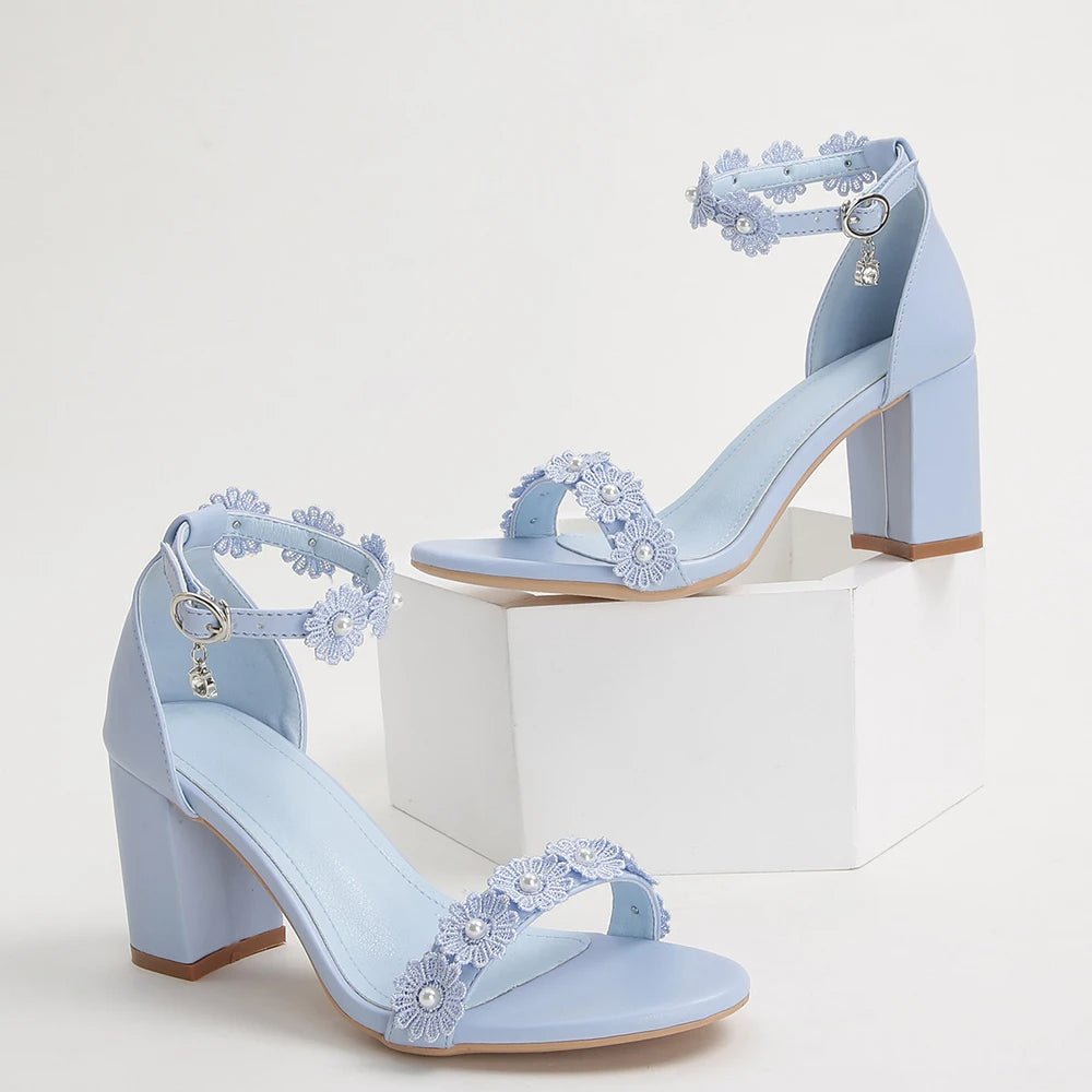 Women's Satin Block Heel Sandals Corvine