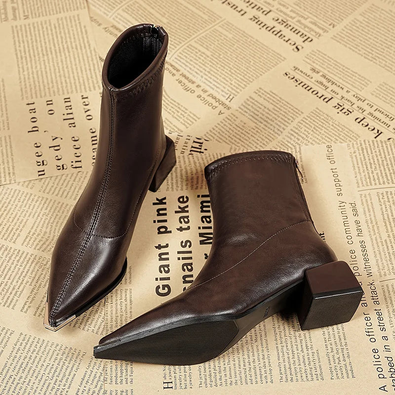 Women's Sculpted Faux-Leather Black Ankle Boots Corvine