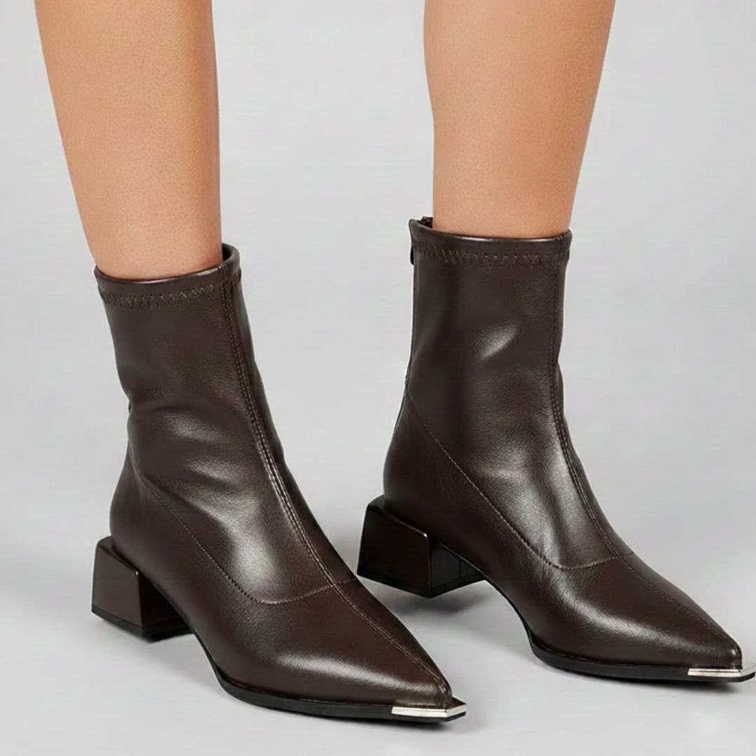 Women's Sculpted Faux-Leather Black Ankle Boots Corvine