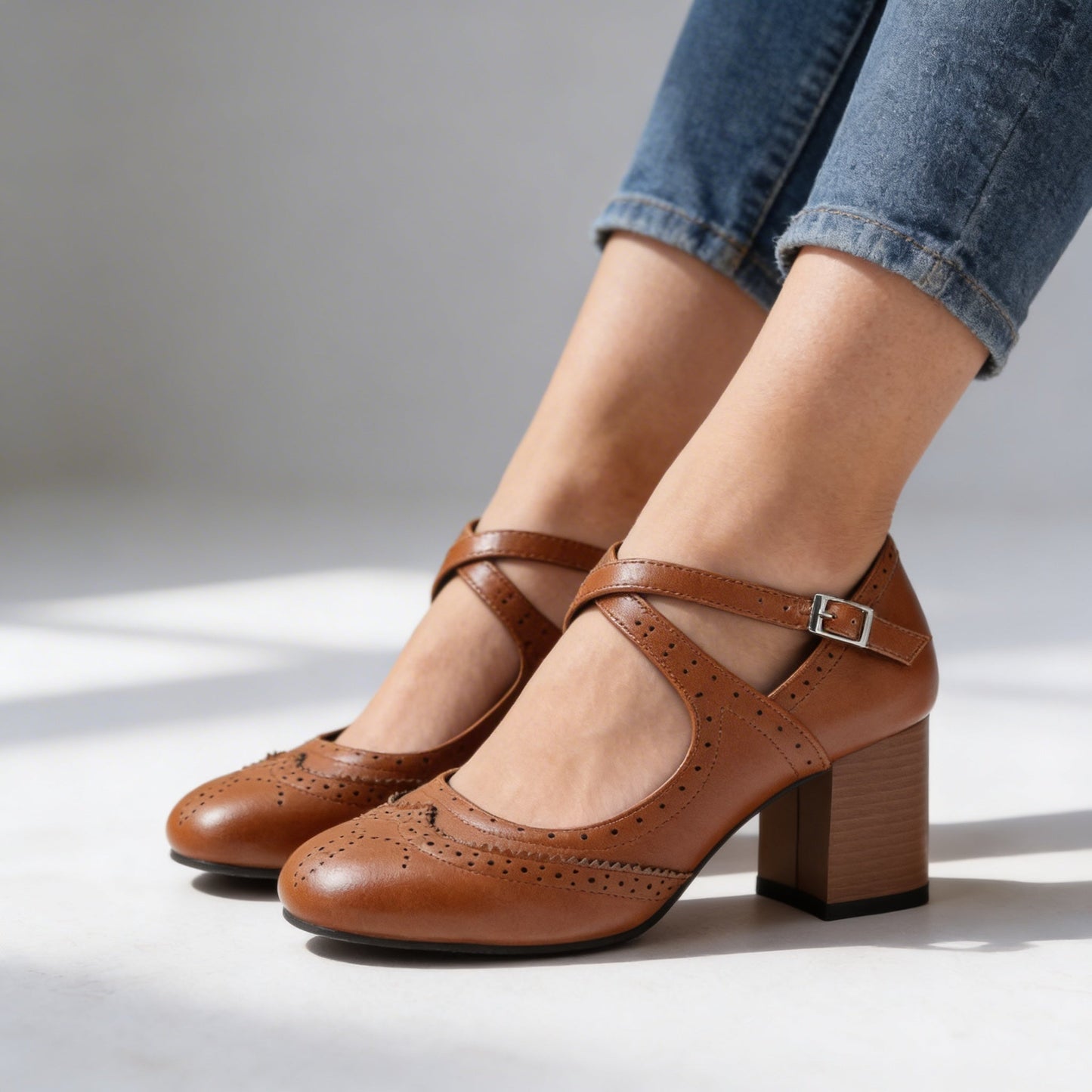 Women's Smooth Leather Brogue Loafers Corvine