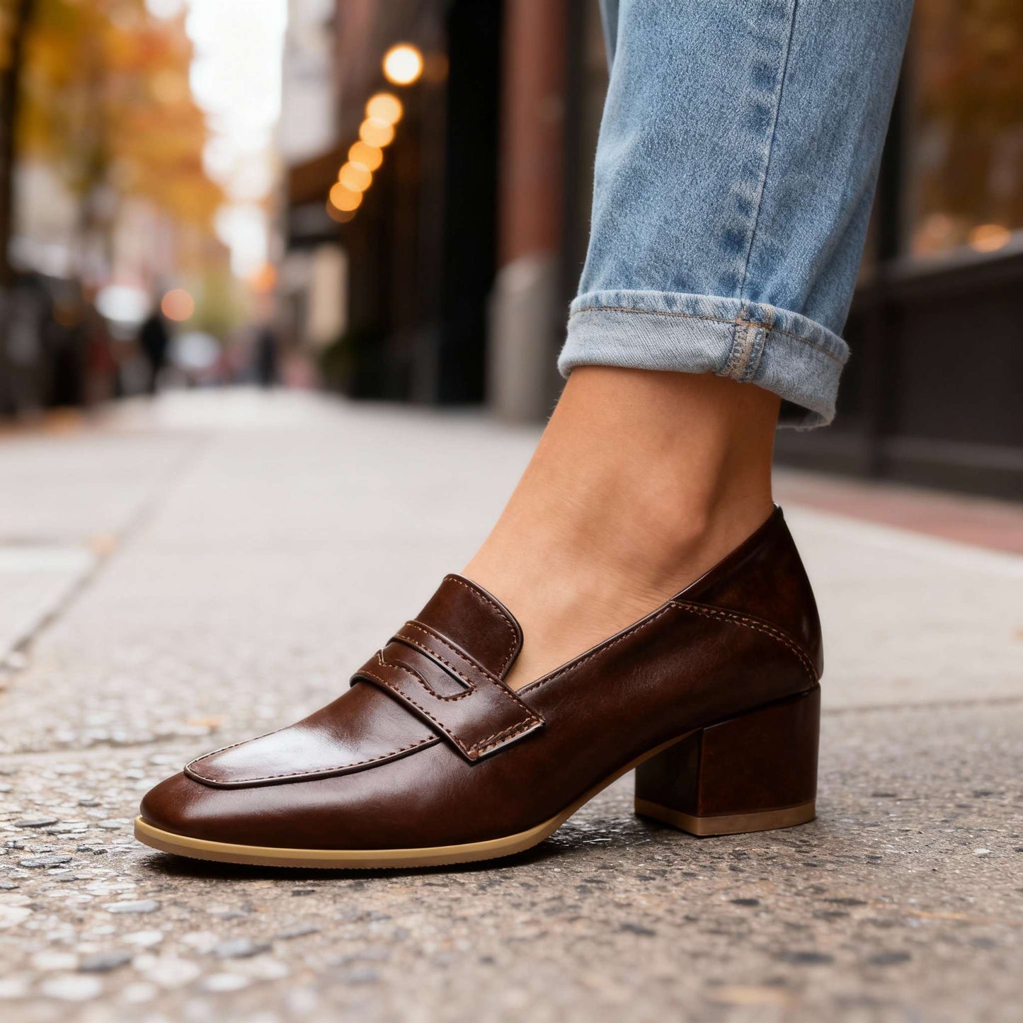 Women's Smooth Leather Penny Loafers Corvine