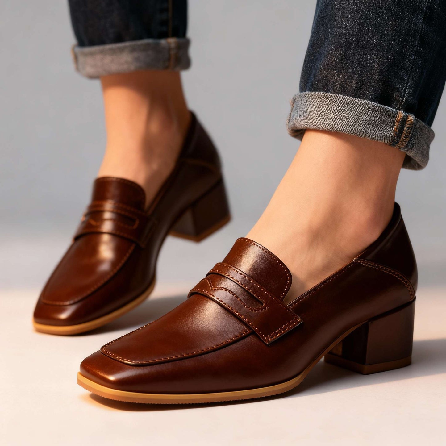 Women's Smooth Leather Penny Loafers Corvine
