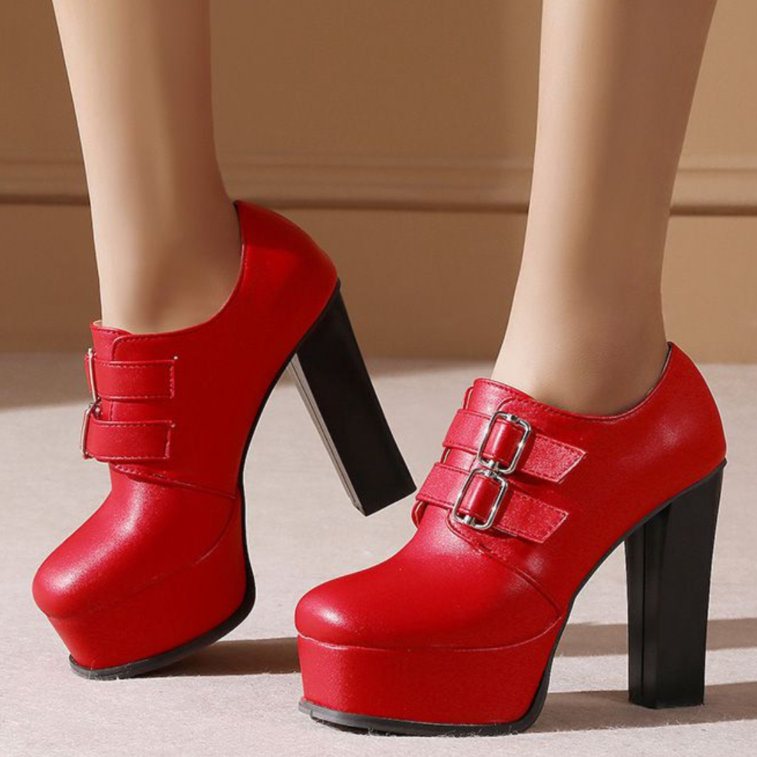 Women's Smooth Matte Faux Leather Platform Heels Corvine