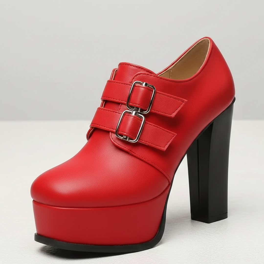 Women's Smooth Matte Faux Leather Platform Heels Corvine