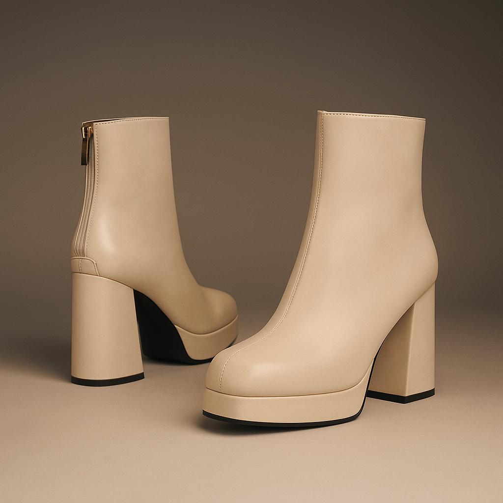 Women's Smooth Vegan Leather Black Ankle Boots Corvine