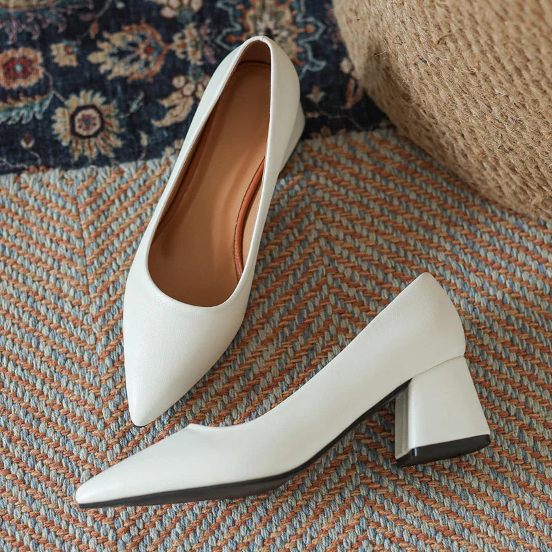 Women's Smooth Vegan Leather Block Heels Corvine