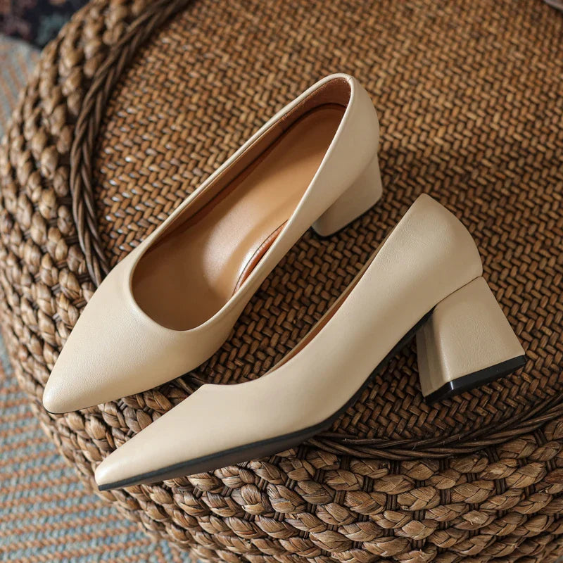 Women's Smooth Vegan Leather Block Heels Corvine