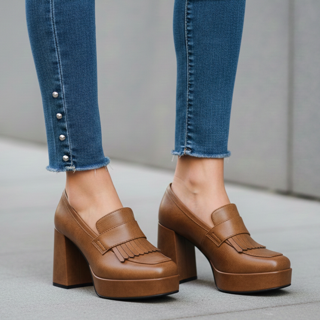 Women's Smooth Vegan Leather Chunky Platform Loafers Corvine
