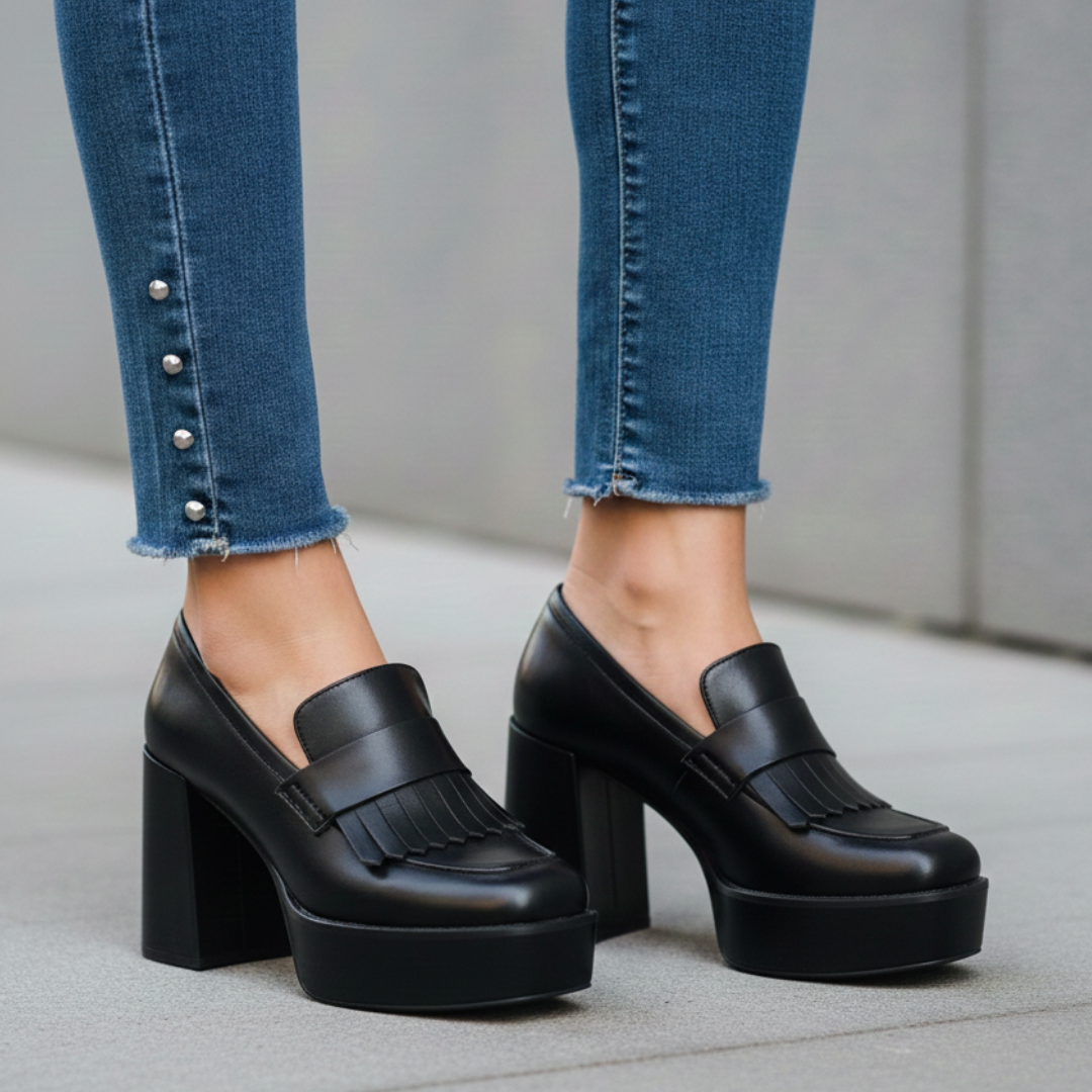 Women's Smooth Vegan Leather Chunky Platform Loafers Corvine