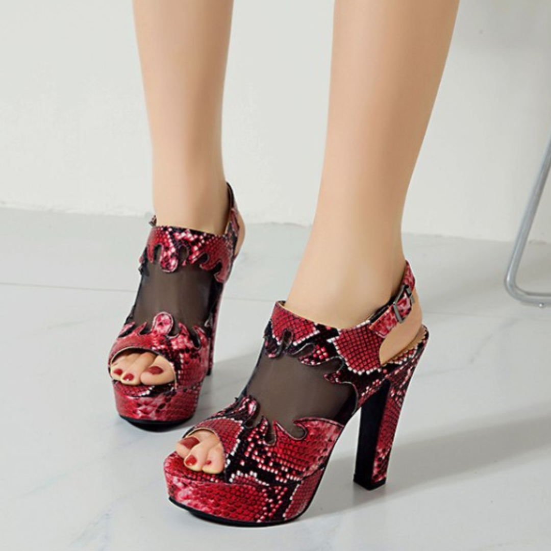 Women's Snakeskin-Textured Platform Heels Corvine