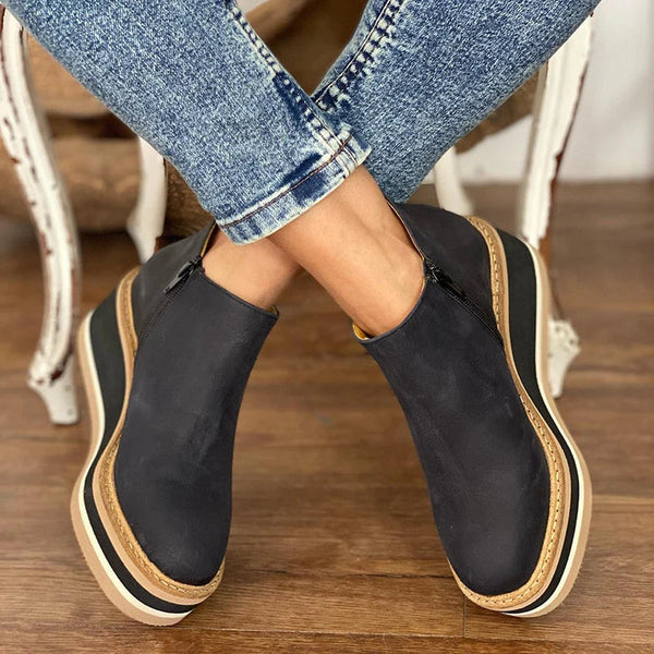 Women's Soft Leather Wedge Boots Corvine