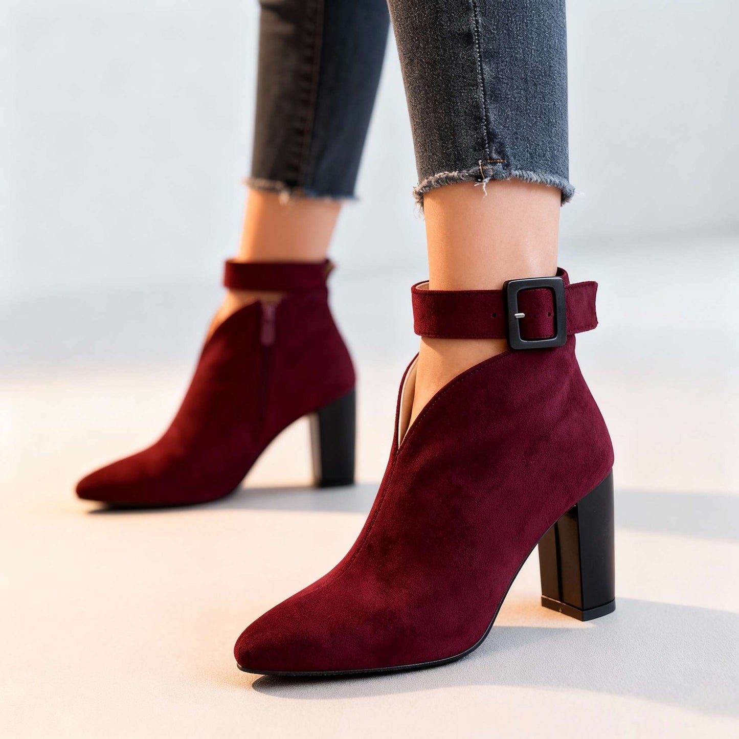 Women's Soft Suede Block Heel Shoes Corvine
