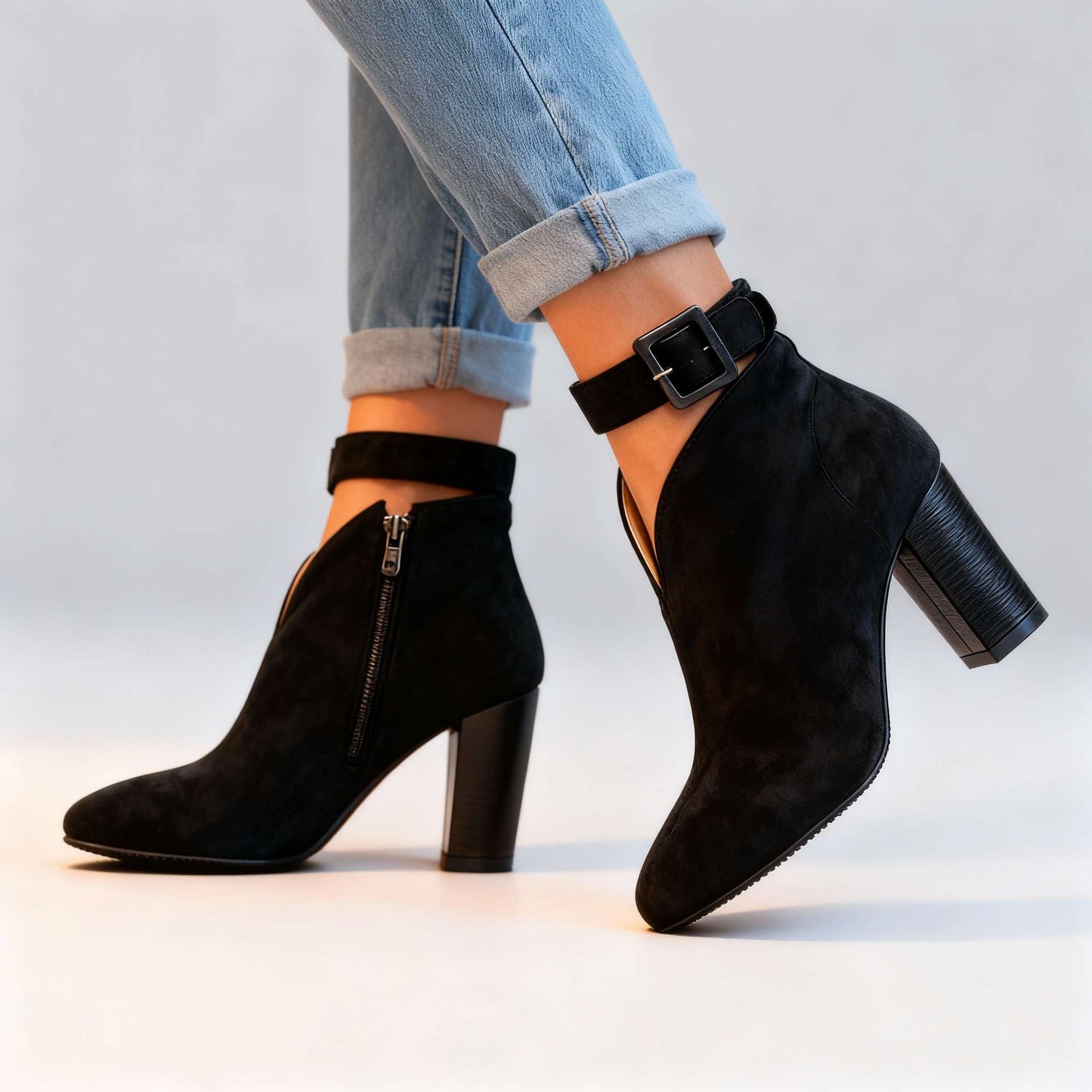 Women's Soft Suede Block Heel Shoes Corvine
