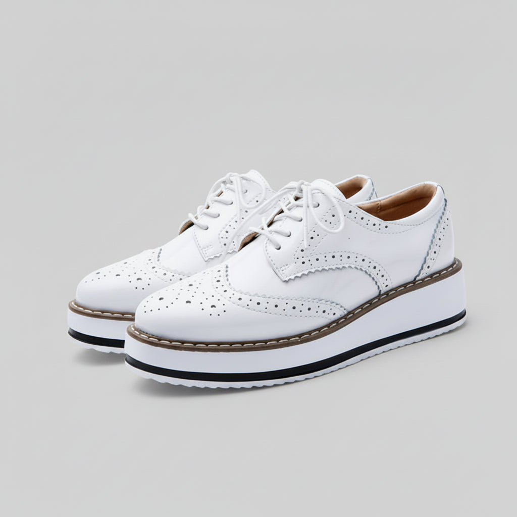 Women's Striped Platform Brogue Flats Corvine