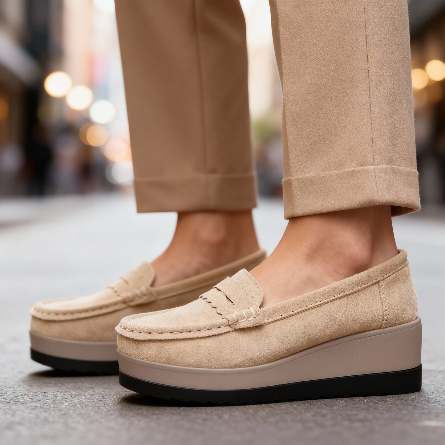 Women's Suede Black Loafers Corvine