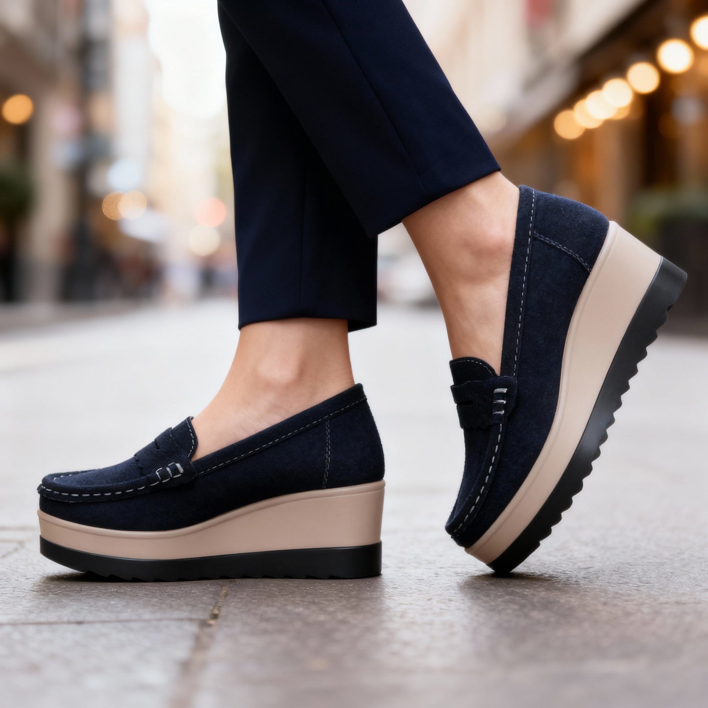 Women's Suede Black Loafers Corvine