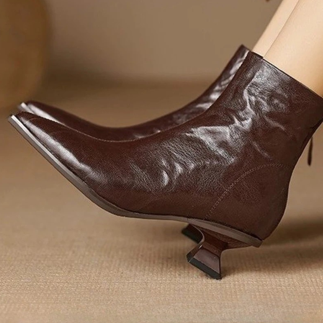 Women's Textured Leather Black Ankle Boots Corvine