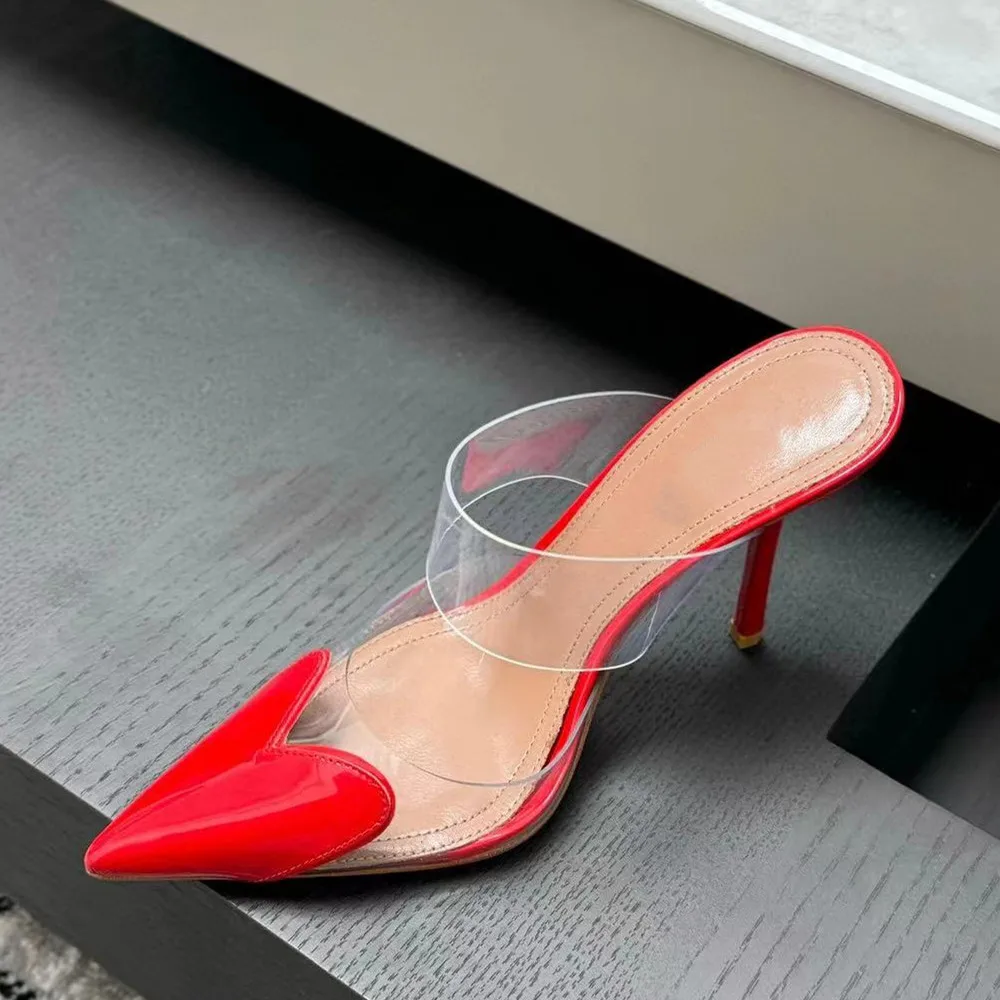 Women's Transparent Band Leather High Heels Corvine
