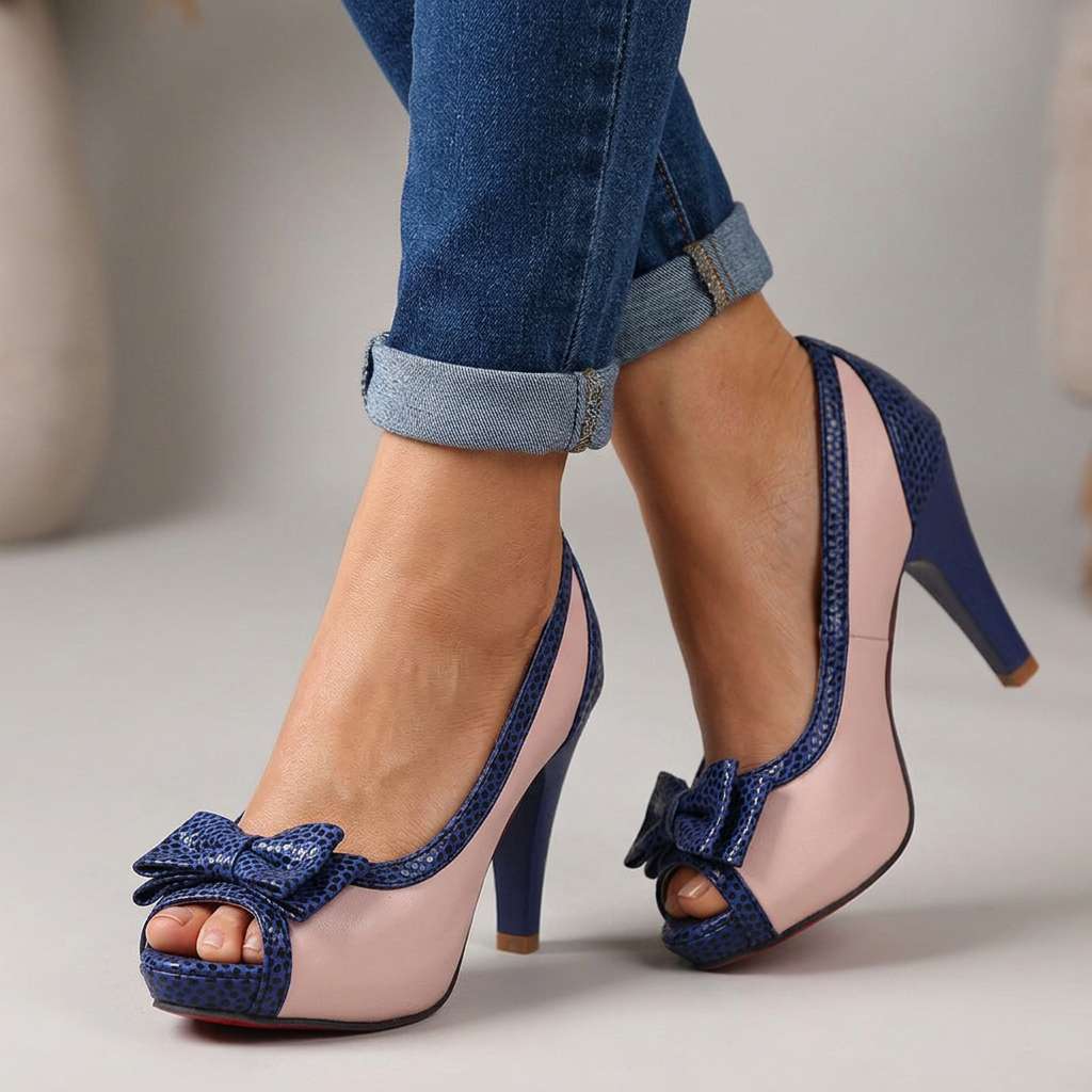 Women's Two-Tone Open Toe Pumps Corvine