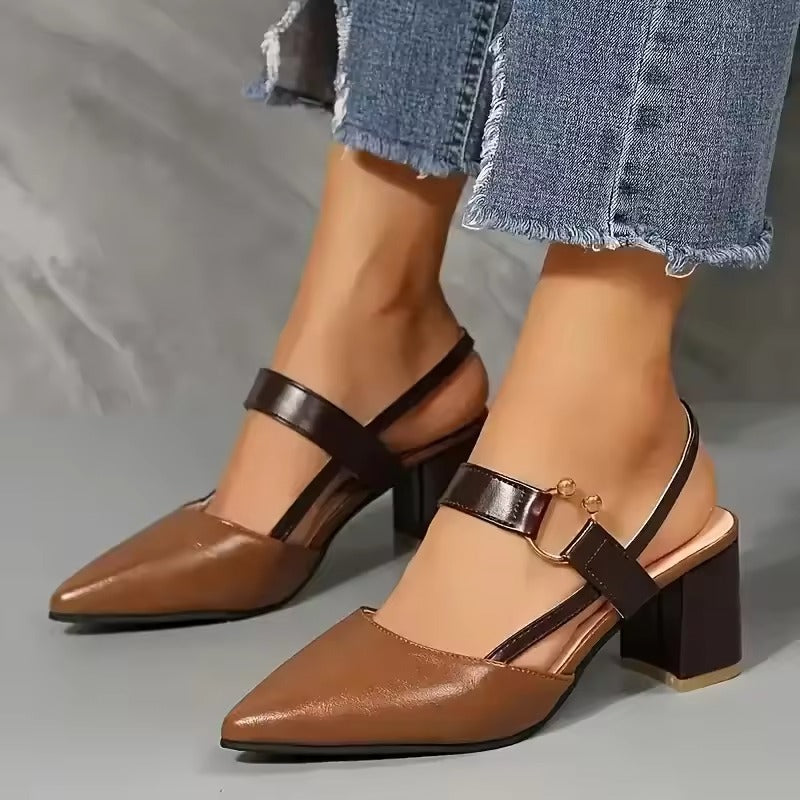 Women's Two-Tone Smooth Vegan Leather Slingback Heels Corvine