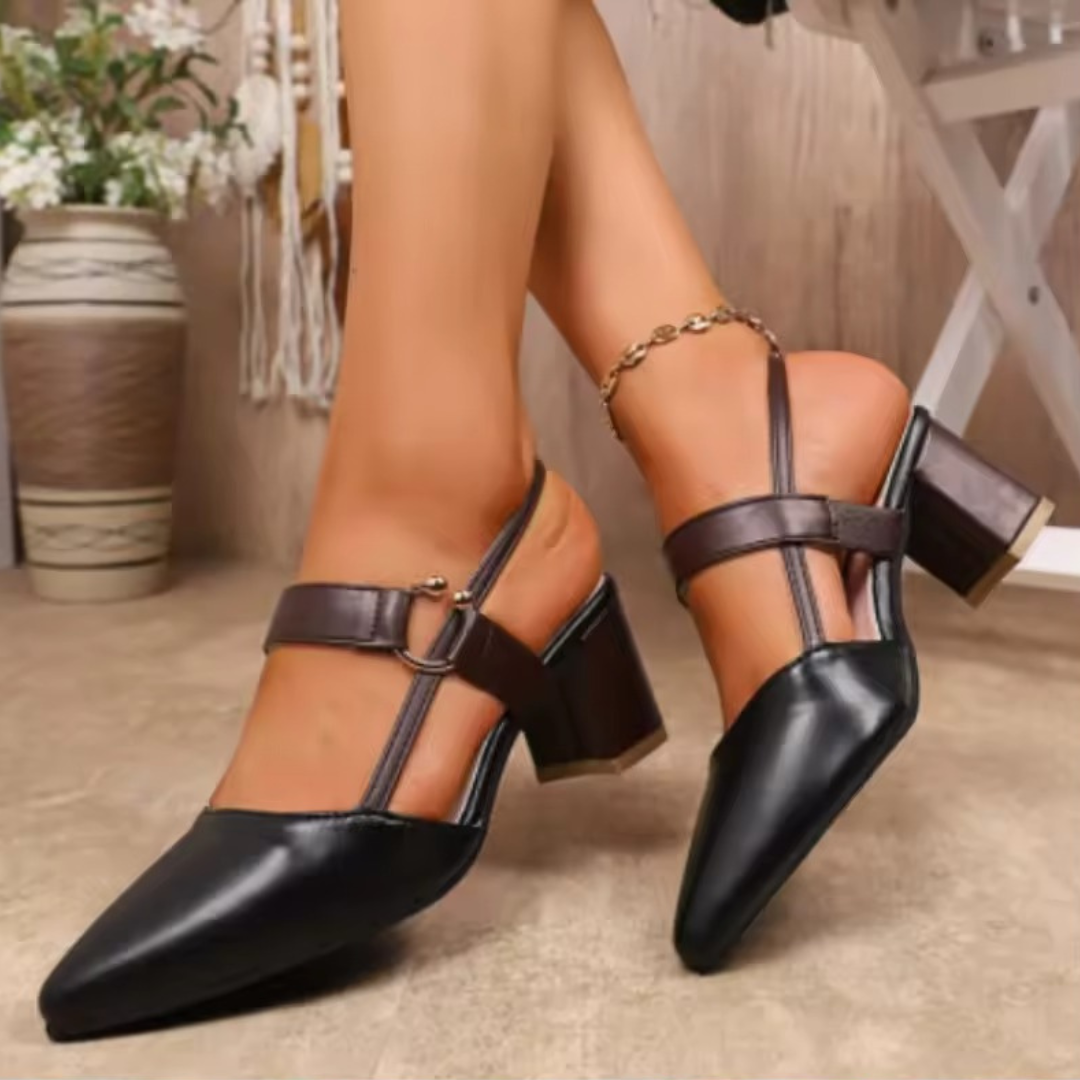 Women's Two-Tone Smooth Vegan Leather Slingback Heels Corvine