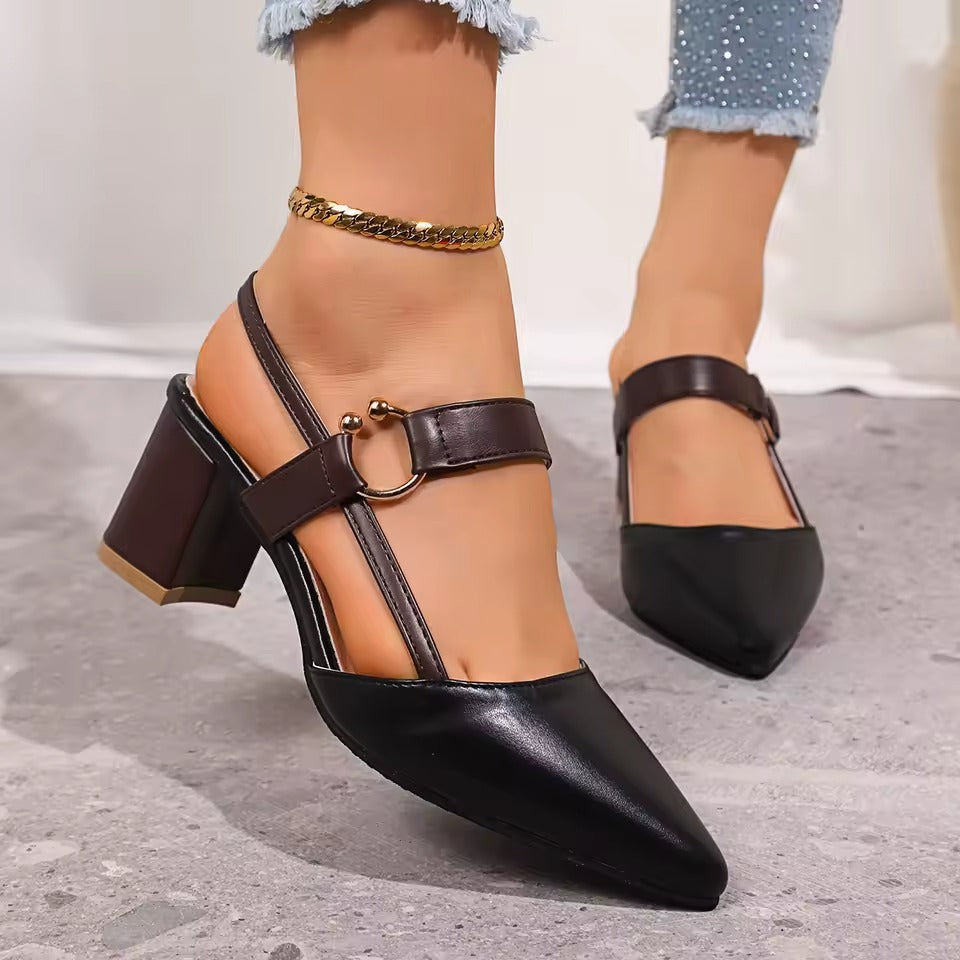 Women's Two-Tone Smooth Vegan Leather Slingback Heels Corvine