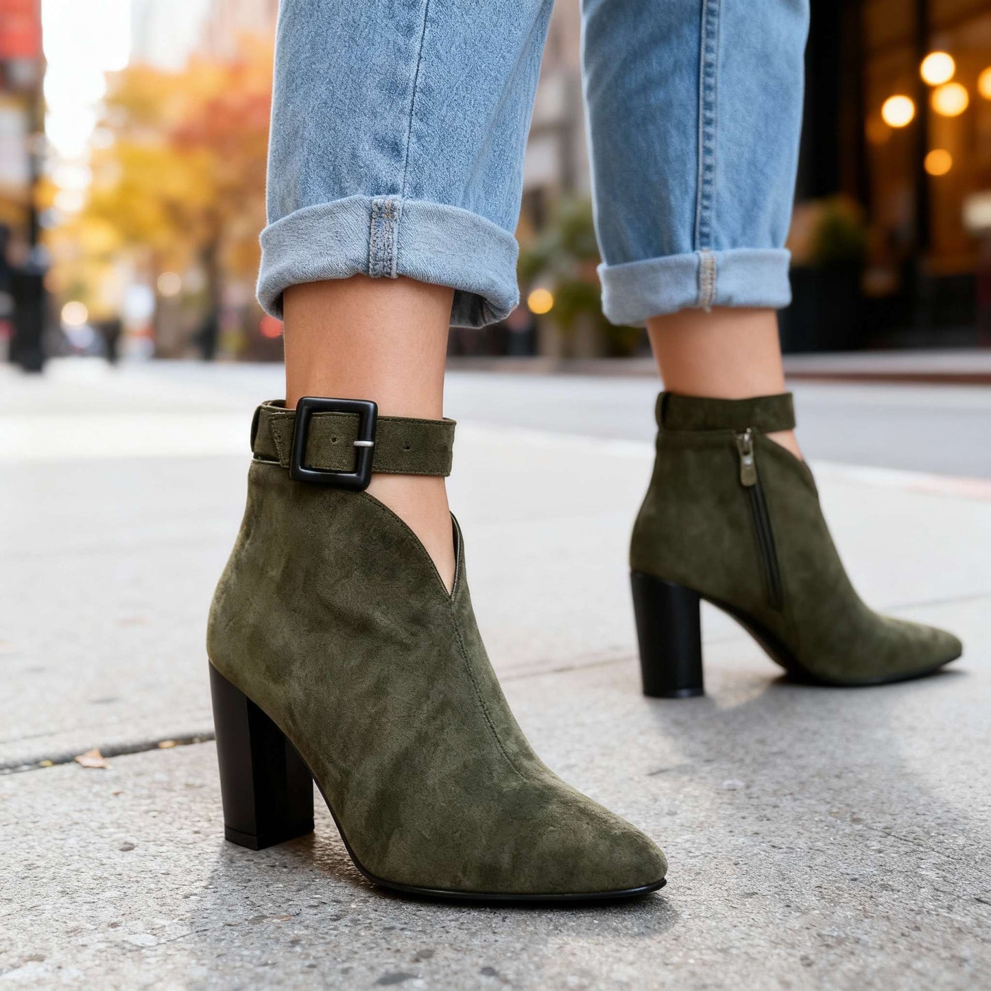 Women's Ultra-Soft Suede Block Heel Shoes Corvine