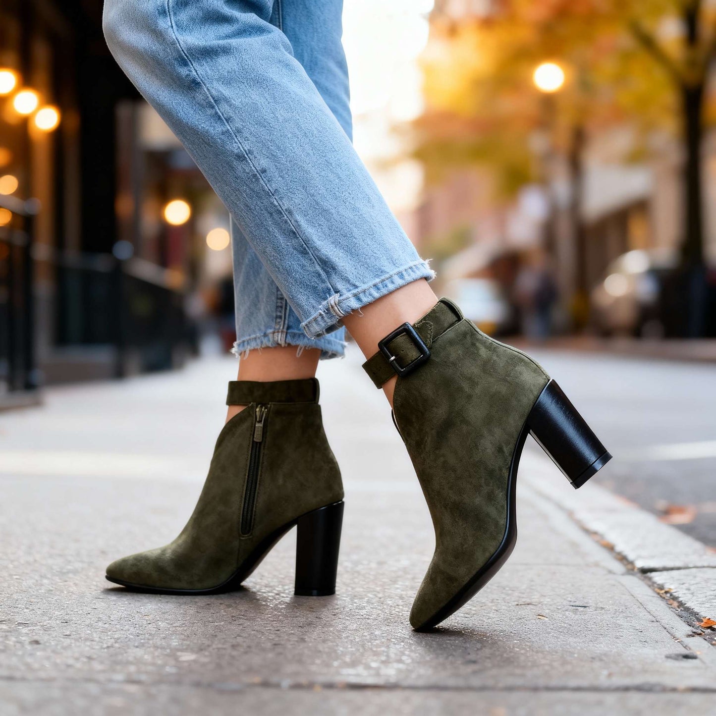 Women's Ultra-Soft Suede Block Heel Shoes Corvine