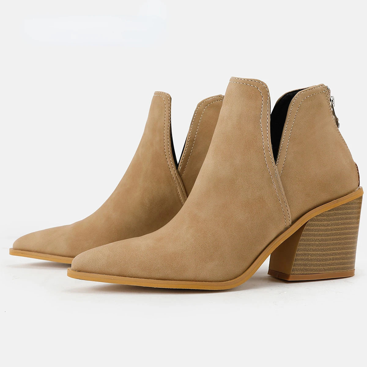 Women's Vegan Leather Pointed Toe Black Ankle Boots Corvine